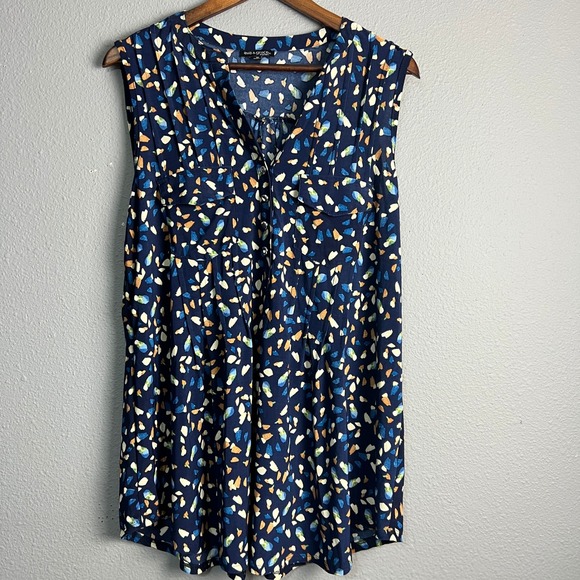 Ava & Grace Sleeveless Blouse Button Down Top‎ Abstract Artsy Print Plus Size 1X - Picture 1 of 10